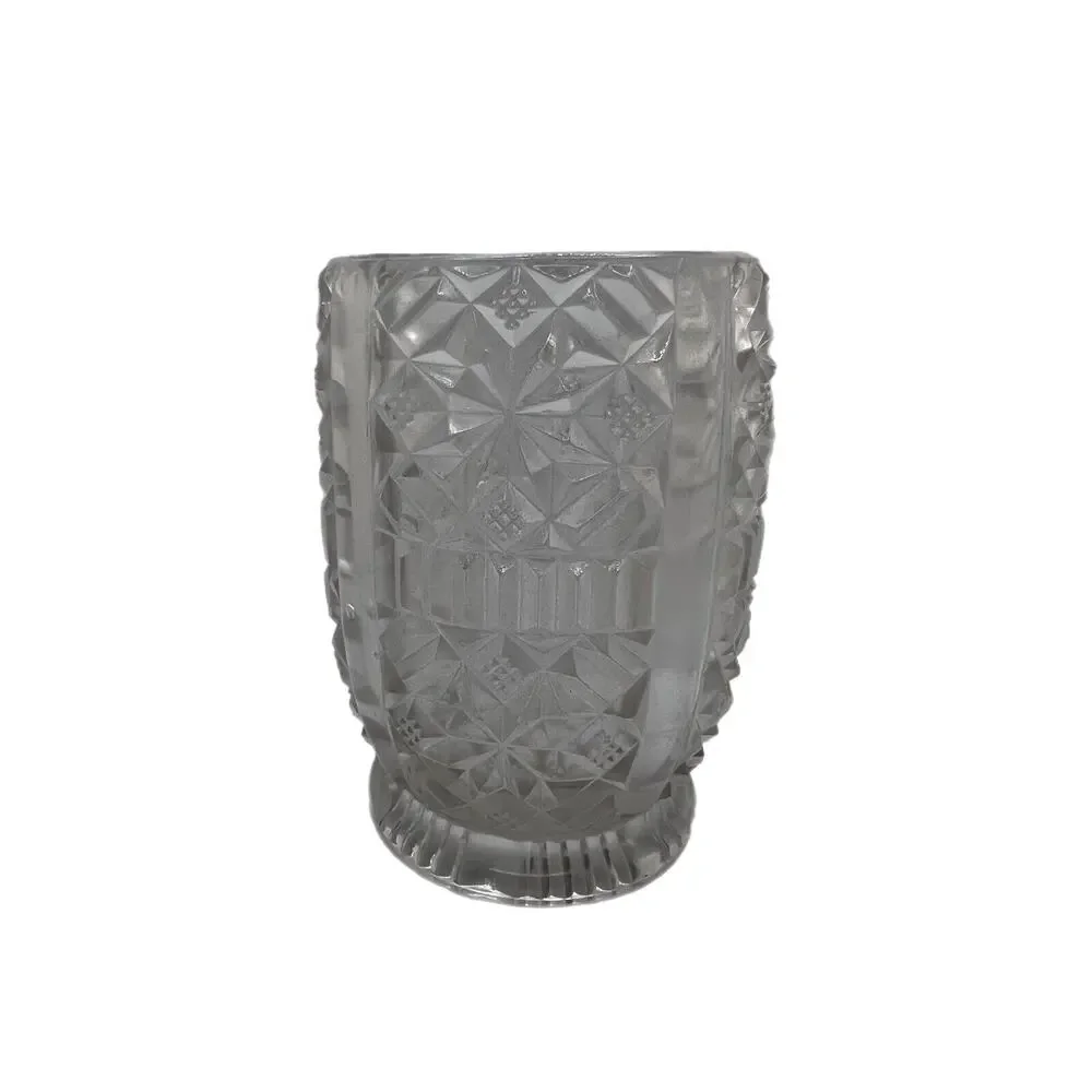 Vintage Very Rare Czechoslovakia Bohemia Hand Cut Frosted Lead Crystal Vase